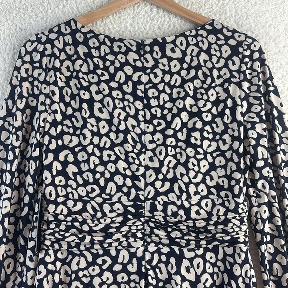 NWT Jessica Howard Womens Leopard Print Ruched Long Sleeve Midi Dress Size 6 - Picture 11 of 15